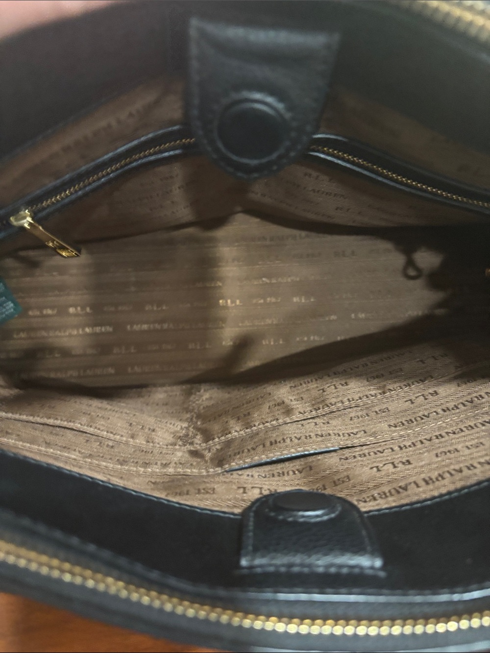 Ralph Lauren Black Pebbled Leather Satchel with Gold Tone Hardware - Picture 5 of 5